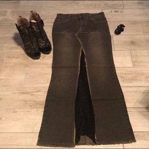 GUESS LONG BLUE JEAN SKIRT WITH LACE DETAIL